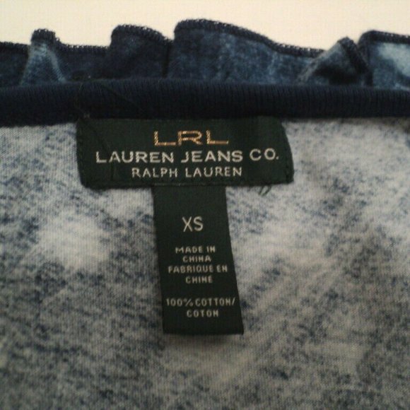 LRL Lauren Jeans Co Top Tie-Dyed Blue Size XS - Picture 3 of 3